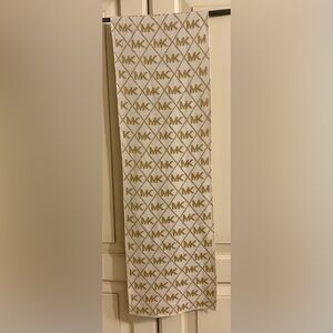 Michael Kors Gold and White Patterned Scarf